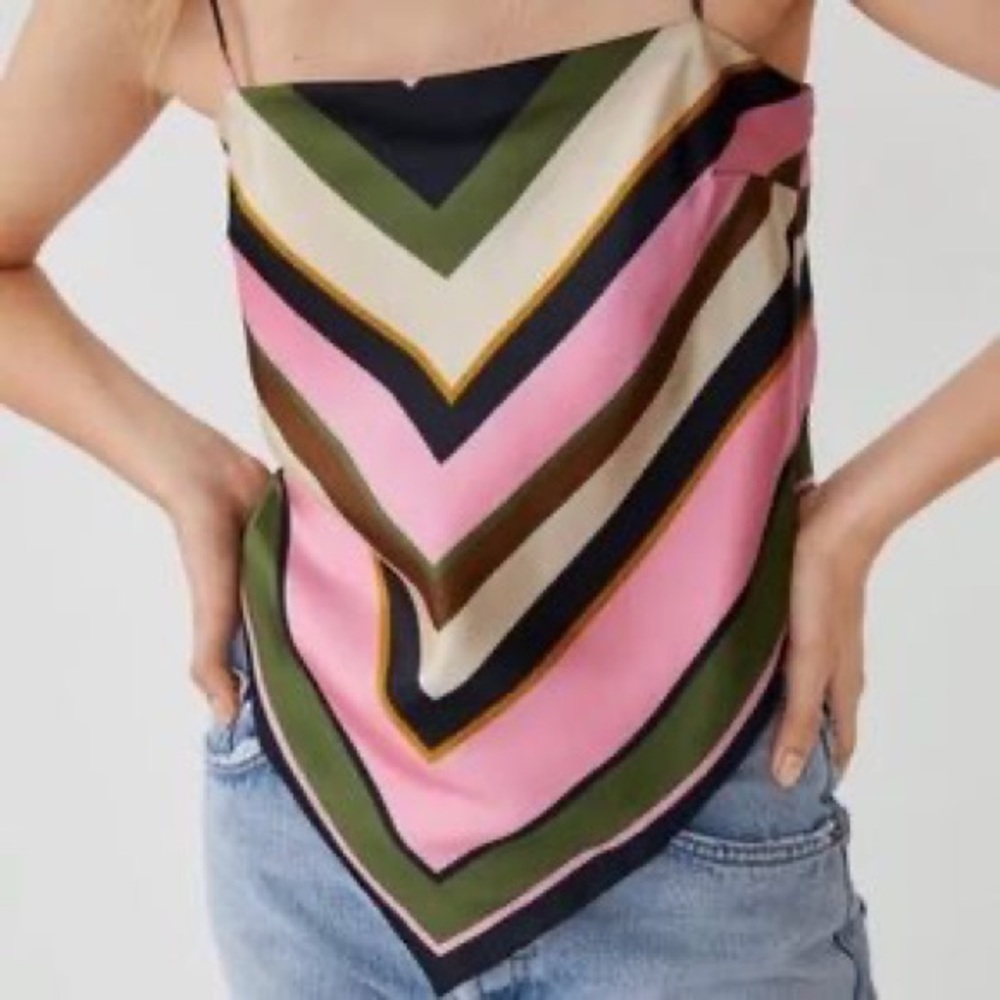 ZARA STRIPED SCARF TOP SIZE XS-S